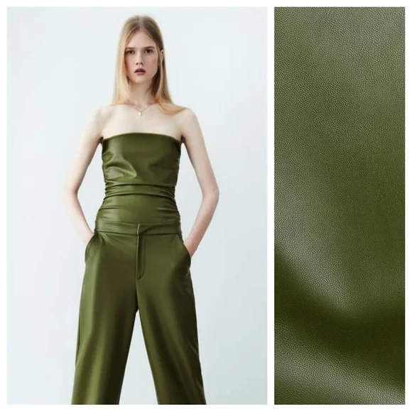 zara green leather bodysuit